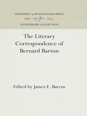 cover image of The Literary Correspondence of Bernard Barton
